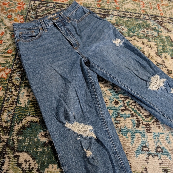 Women's Blue Distressed Jeans - Picture 8 of 12